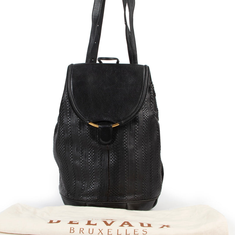 Shop safe online 100% authentic second hand Delvaux Black Toile De Cuir Backpack in good condition on Luxury Vintage Labellov site