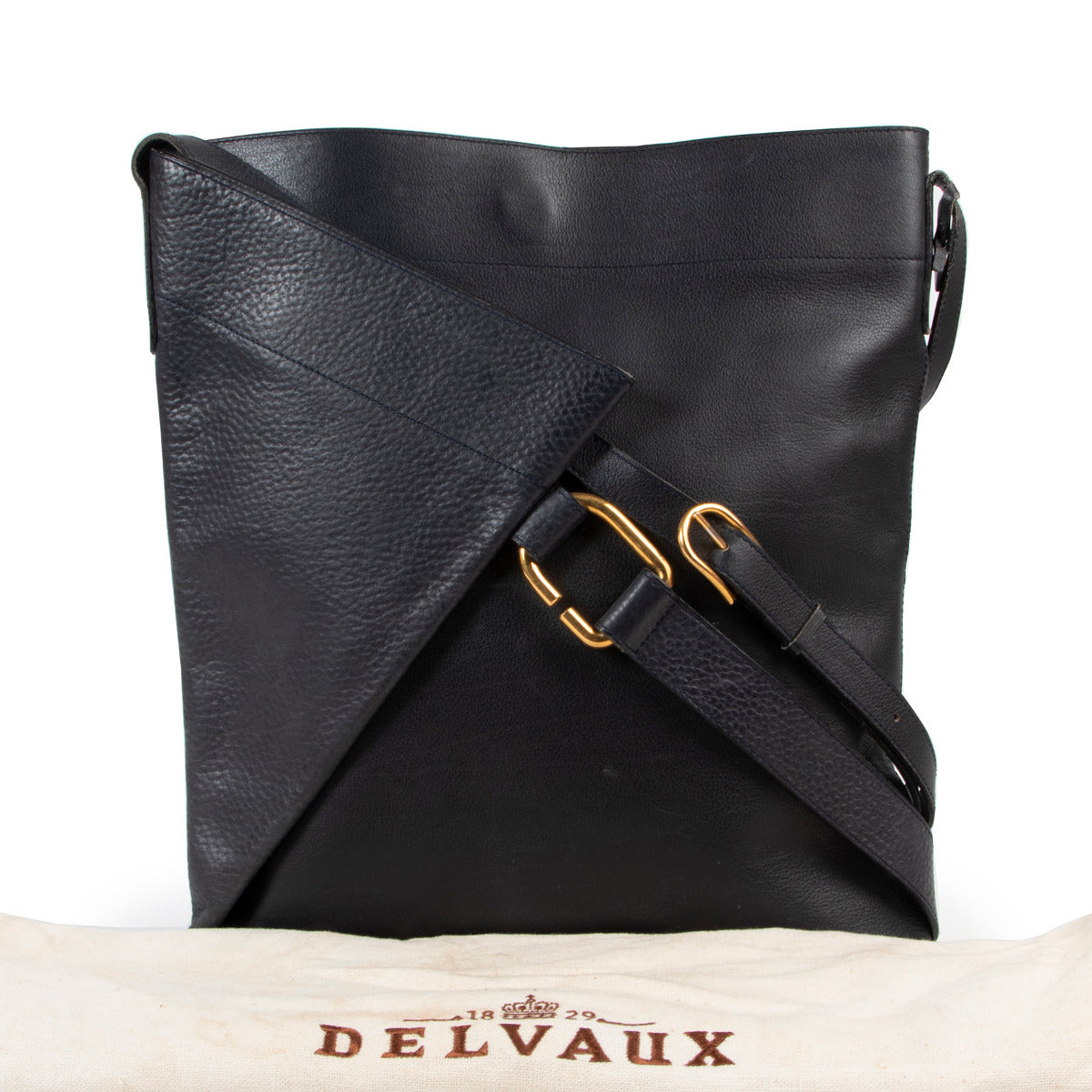 Sac bandoulière Delvaux en cuir froissé bleu