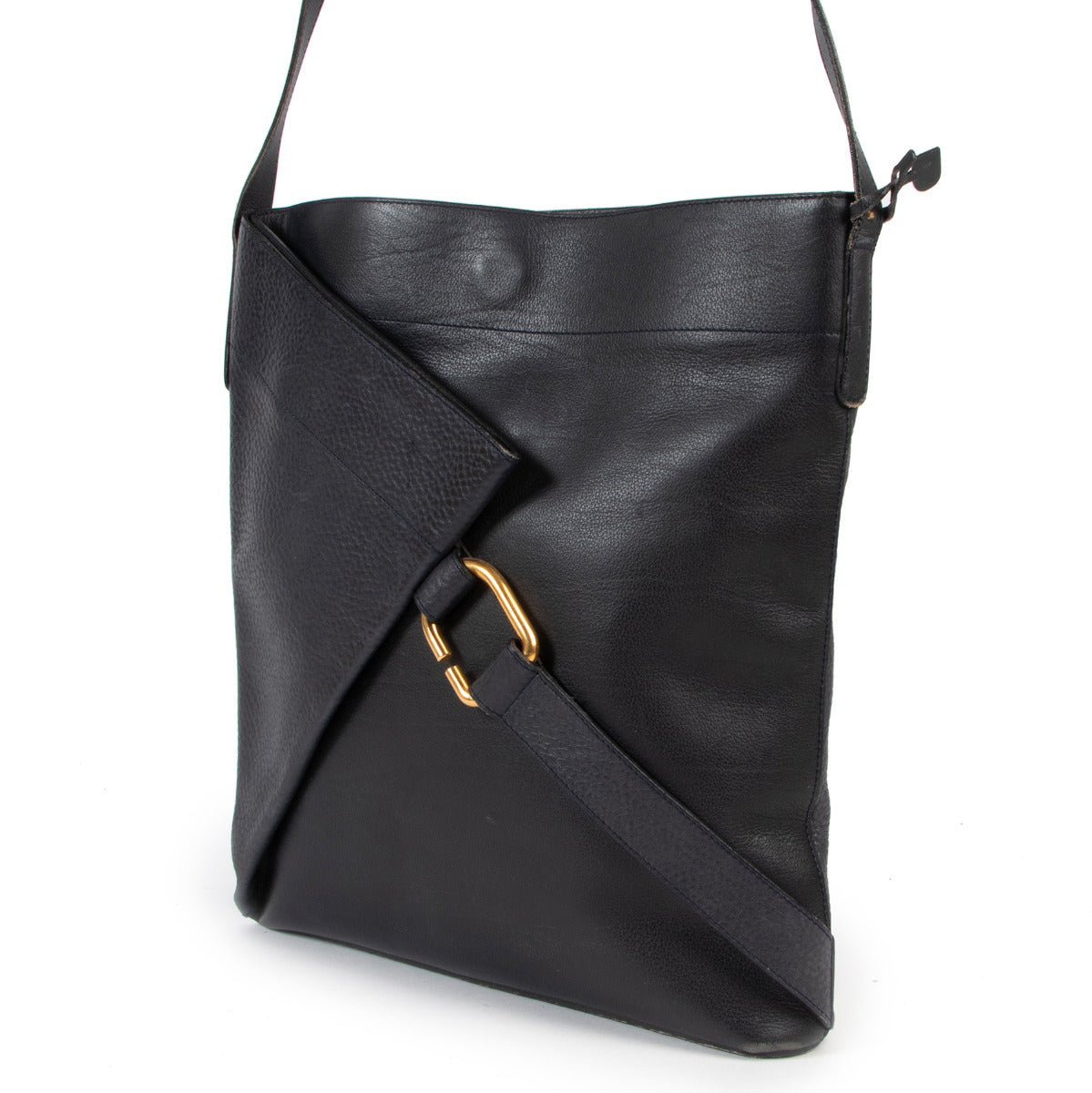 Sac bandoulière Delvaux en cuir froissé bleu