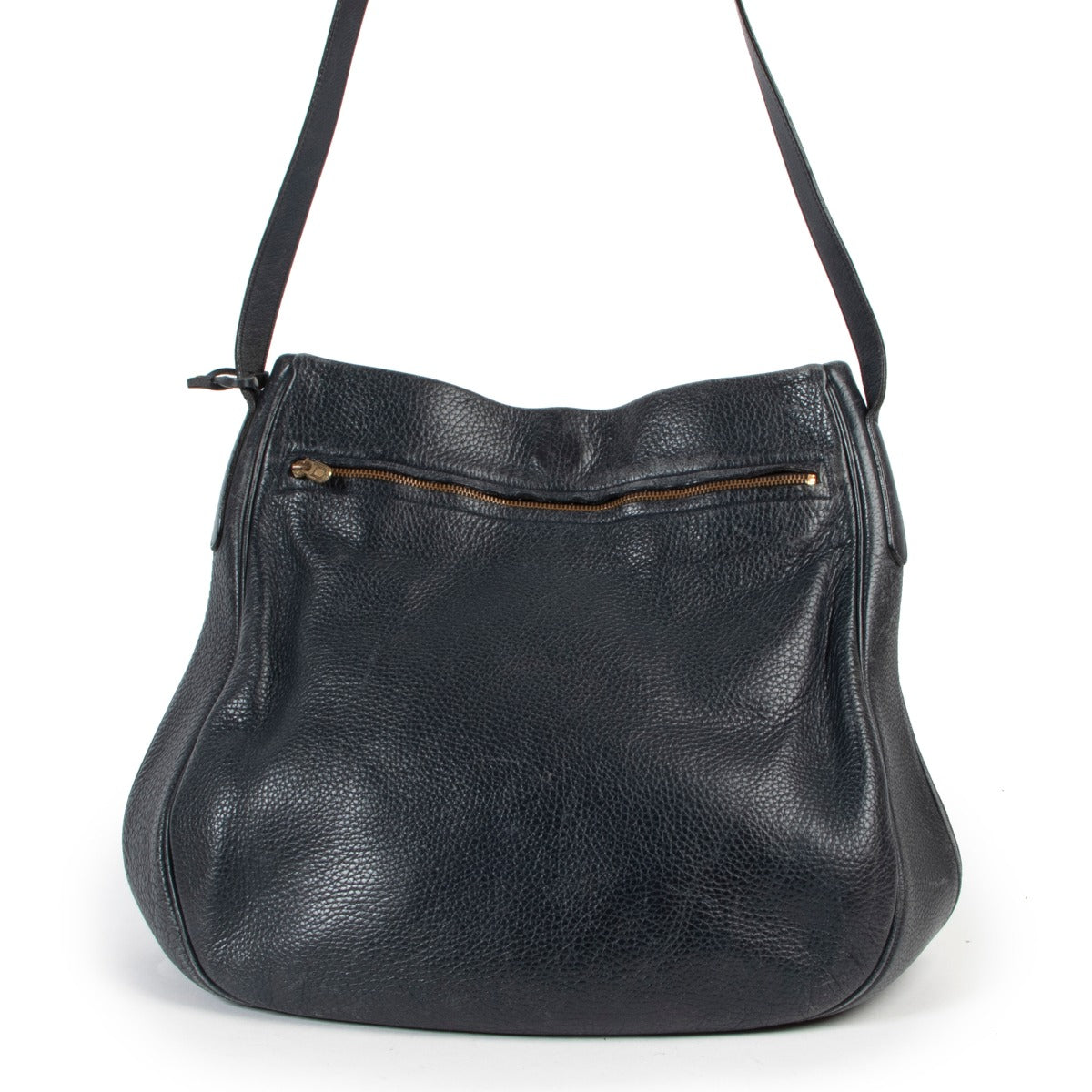 Original Delvaux Marine Blue Leather Crossbody in good quality on LAbellov Luxury Vintage site online for sale