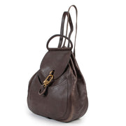 Original Delvaux Dark Brown Leather Backpack in vintage preloved condition on Labellov online website for luxury vintage designer goods