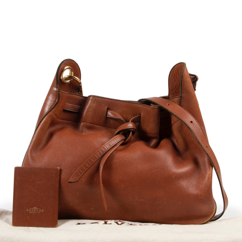 Delvaux Cognac Leather Crossbody in good quality and original design online for sale at Labellov Luxury Vintage designer goods