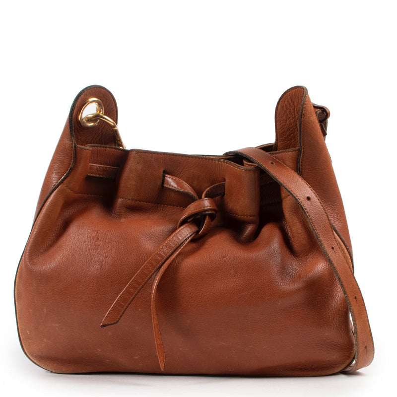 Delvaux Cognac Leather Crossbody in good quality and original design online for sale at Labellov Luxury Vintage designer goods