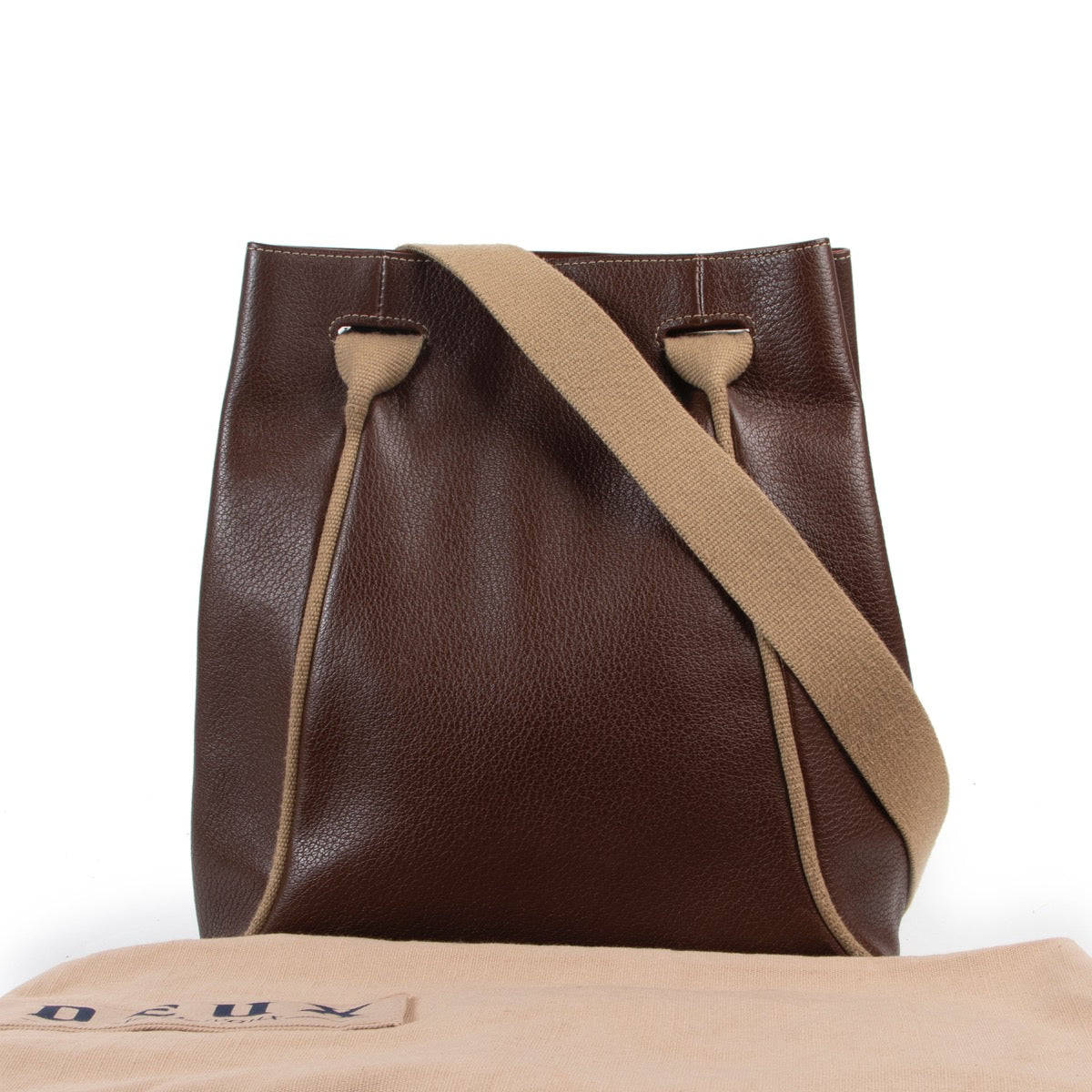 Online Original Deux De Delvaux Brown Leather Shoulder bag in very good condition only on Labellov Luxury vintage website