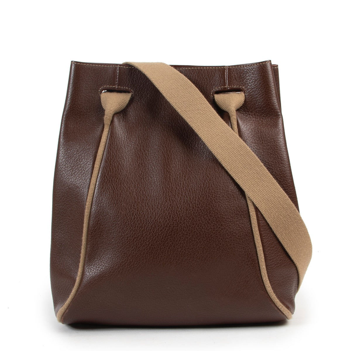 Online Original Deux De Delvaux Brown Leather Shoulder bag in very good condition only on Labellov Luxury vintage website