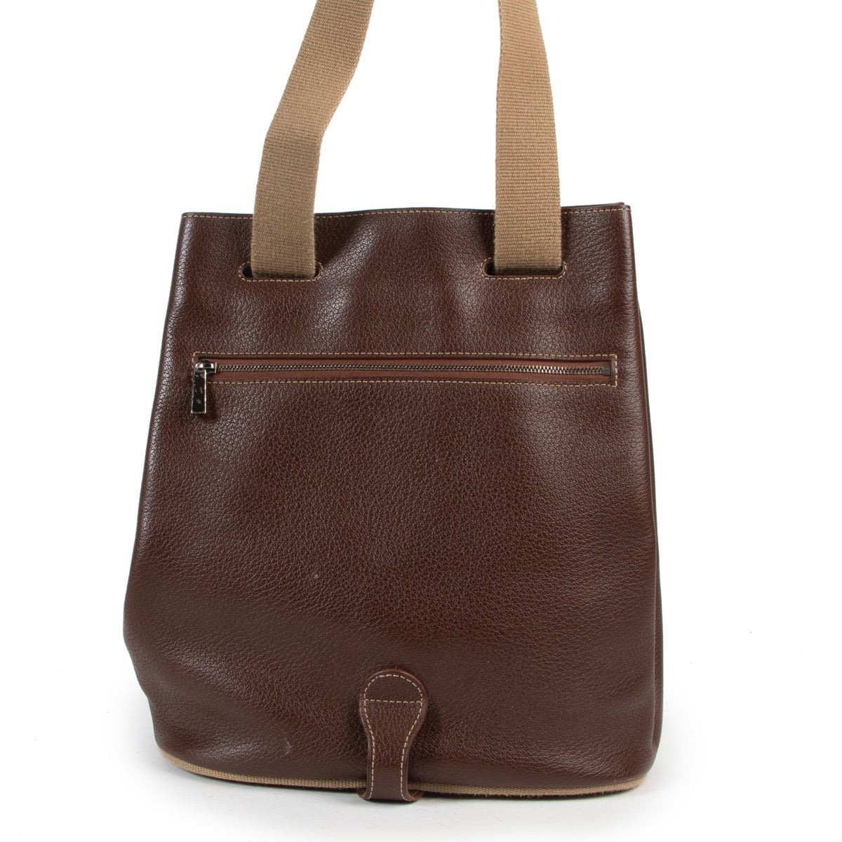 Online Original Deux De Delvaux Brown Leather Shoulder bag in very good condition only on Labellov Luxury vintage website