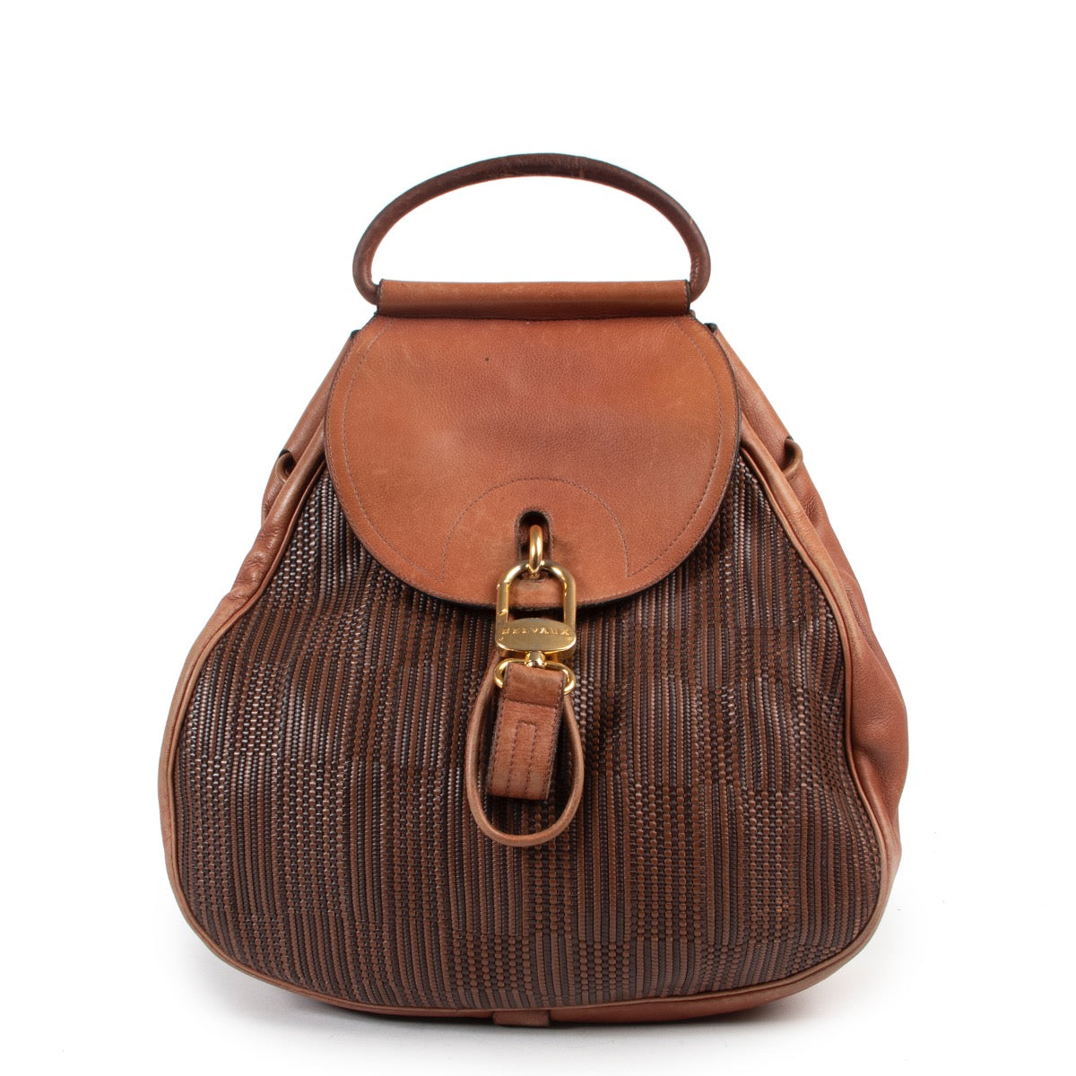 Koop authentieke tweedehands Delvaux bruin lederen handtas met juiste prijs. Achetez un authentique sac Delvaux en cuir Brun d'occasion au juste prix. Buy authentic second hand Delvaux Cognac Toile De Cuir Backpack bag at the right price.