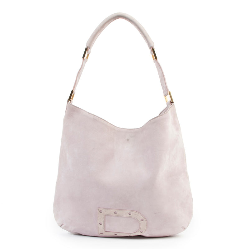 Shop safe online 100% authentic second hand Delvaux Purple Lilac Nubuck Le Louise Shoulder Bag in very good condition at the right price at Labellov in Antwerp.