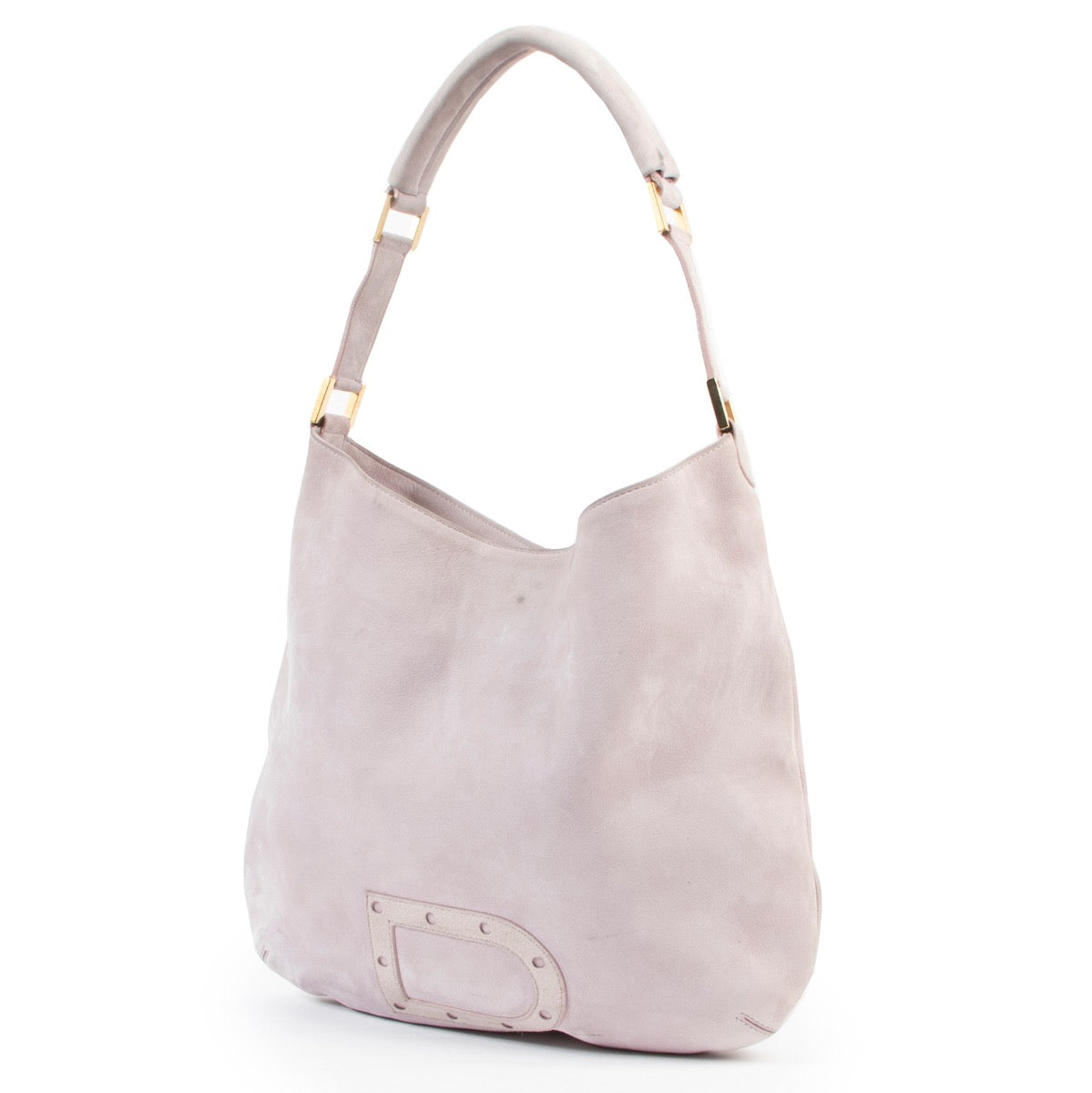 Shop safe online 100% authentic second hand Delvaux Purple Lilac Nubuck Le Louise Shoulder Bag in very good condition at the right price at Labellov in Antwerp.