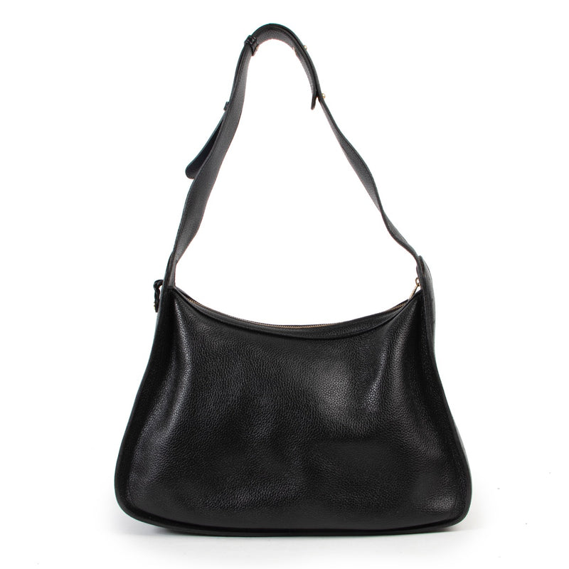 Vintage Preloved Delvaux Black Leather Shoulder bag in good condition online for sale on Labellov Luxury designer site for 2nd hand goods