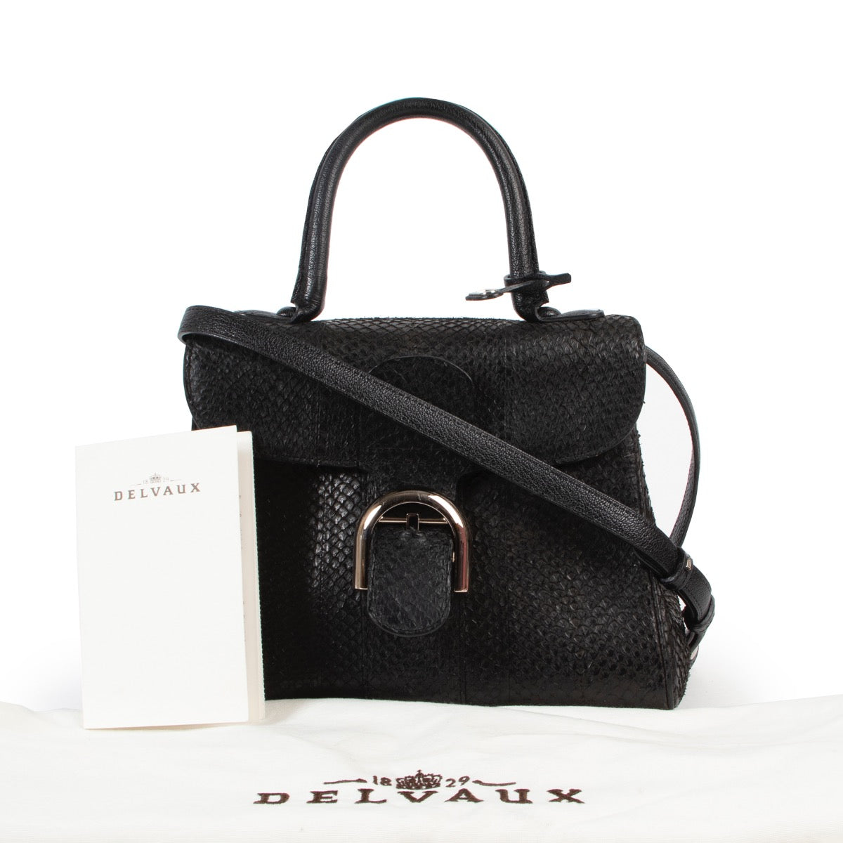 Shop safe online 100% authentic Delvaux Black Python PM Brillant in very good condition at the right price at Labellov in Antwerp.