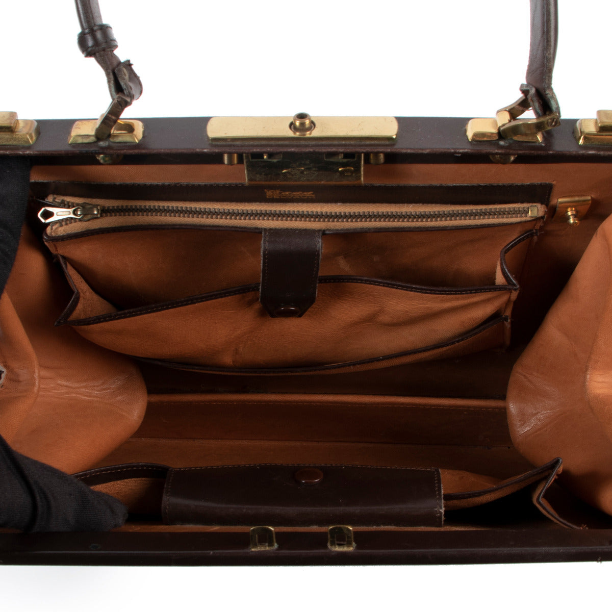 Delvaux Brown Box Calf Vintage Mon Grand Bonheur Bag