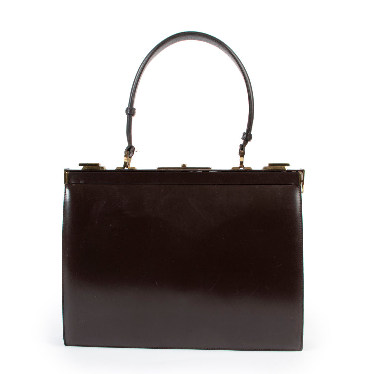 Delvaux Brown Box Calf Vintage Mon Grand Bonheur Bag
