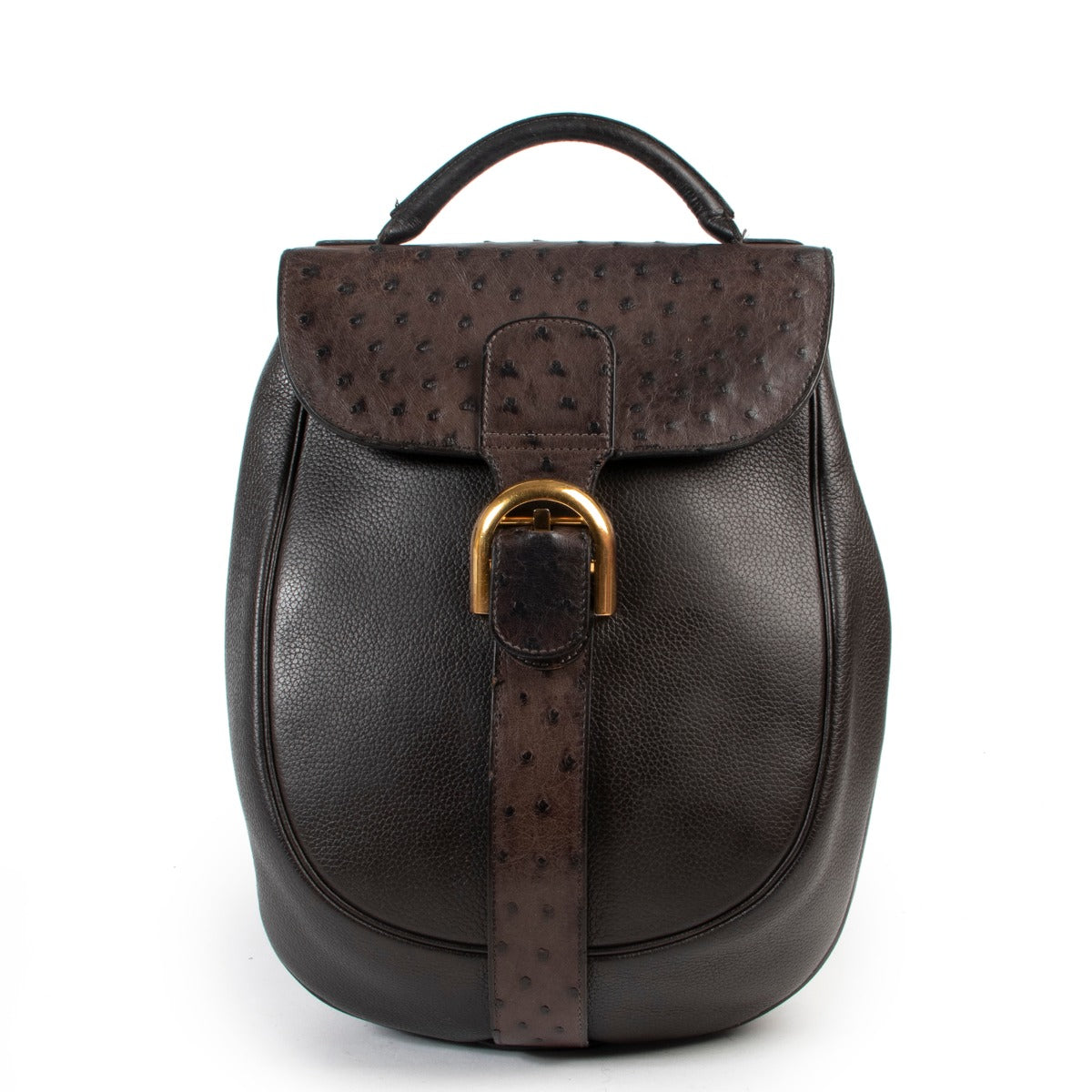 Delvaux Black Ostrich Brillant Backpack
