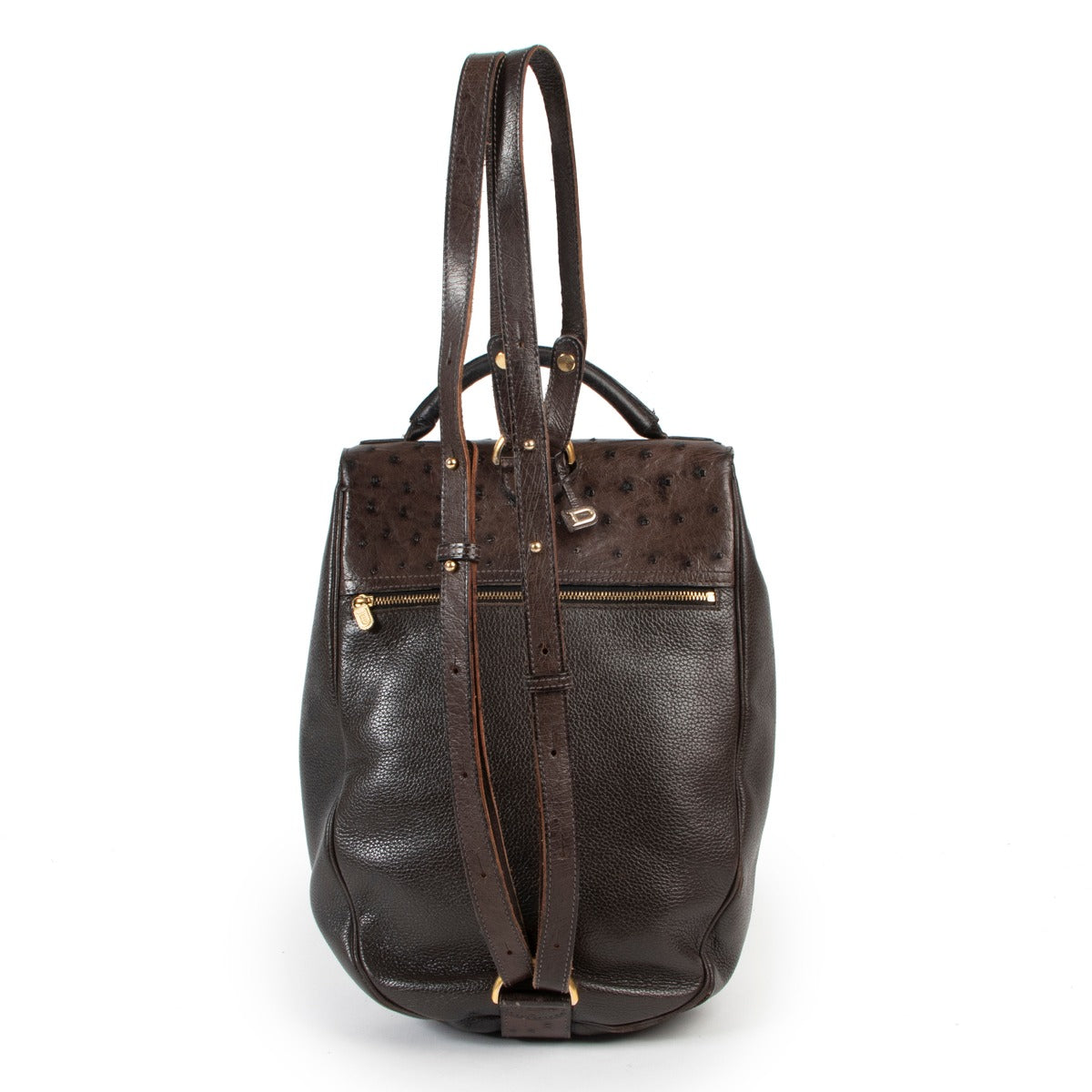 Delvaux Black Ostrich Brillant Backpack