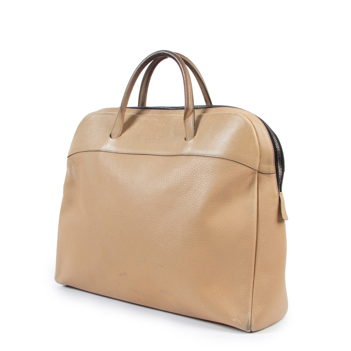 Shop safe online 100% authentic second hand Deux De Delvaux Beige Top Handle Bag in preloved condition at the right price at Labellov in Antwerp.