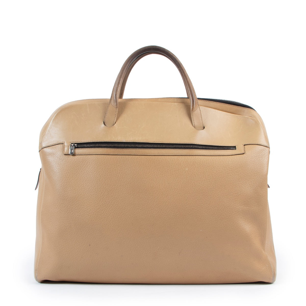 Shop safe online 100% authentic second hand Deux De Delvaux Beige Top Handle Bag in preloved condition at the right price at Labellov in Antwerp.