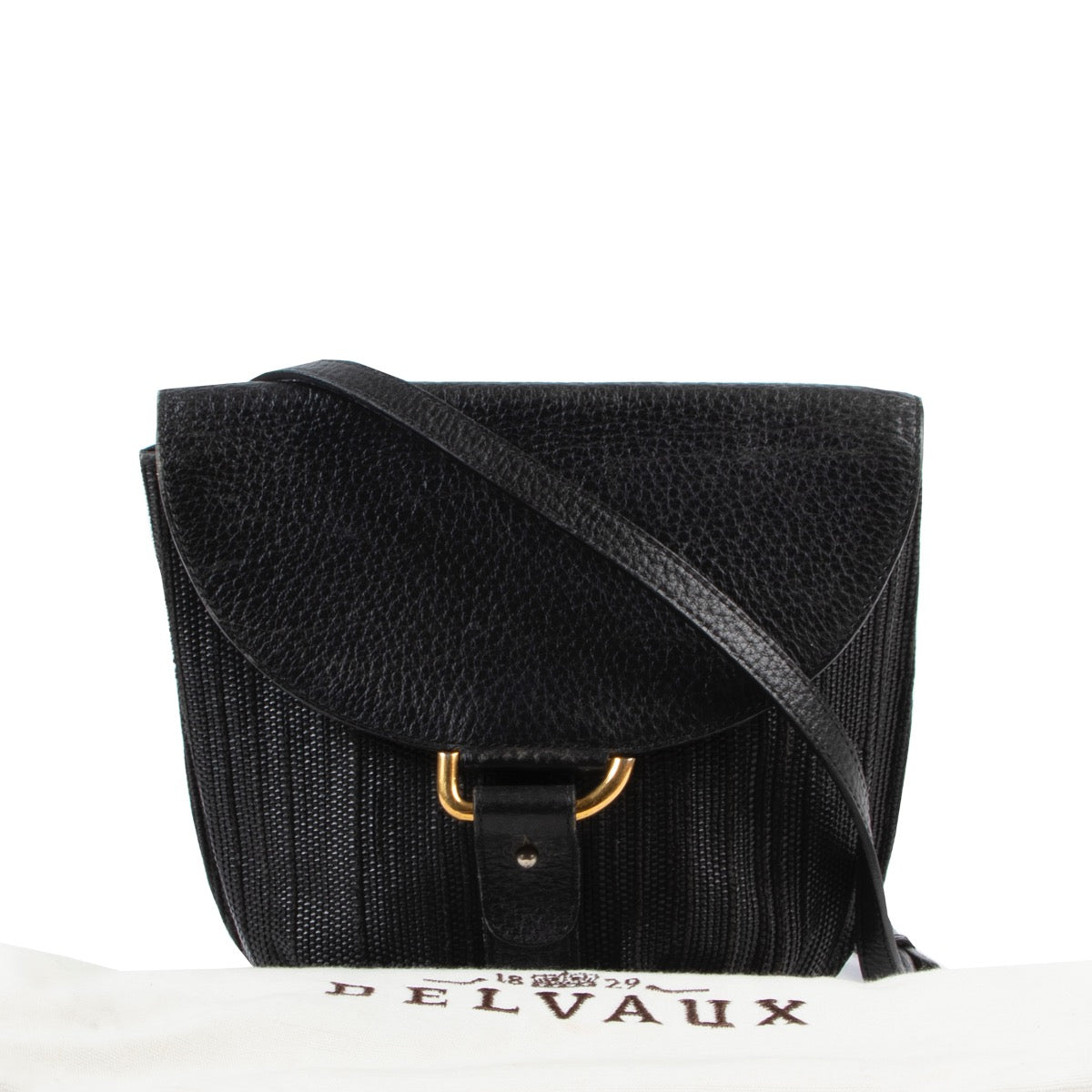 Shop safe online 100% authentic second hand Delvaux Black Toile De Cuir Crossbody Bag in very good condition at the right price at labellov in Antwerp.