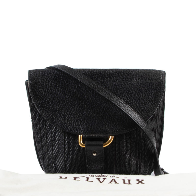 Shop safe online 100% authentic second hand Delvaux Black Toile De Cuir Crossbody Bag in very good condition at the right price at labellov in Antwerp.
