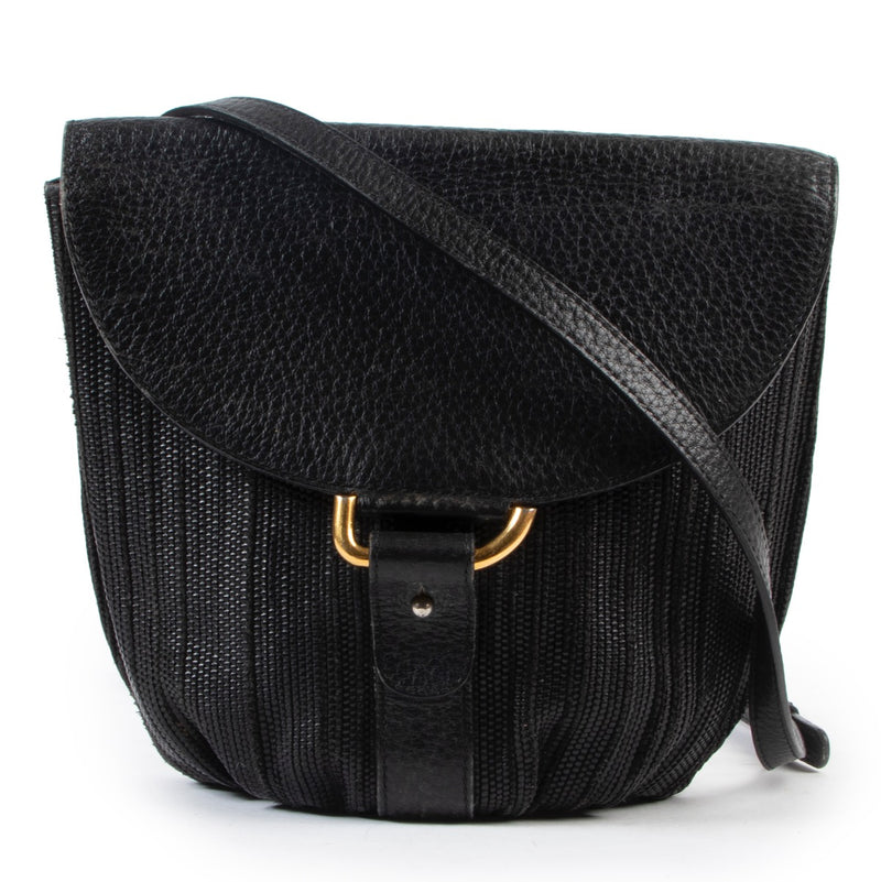 Shop safe online 100% authentic second hand Delvaux Black Toile De Cuir Crossbody Bag in very good condition at the right price at labellov in Antwerp.