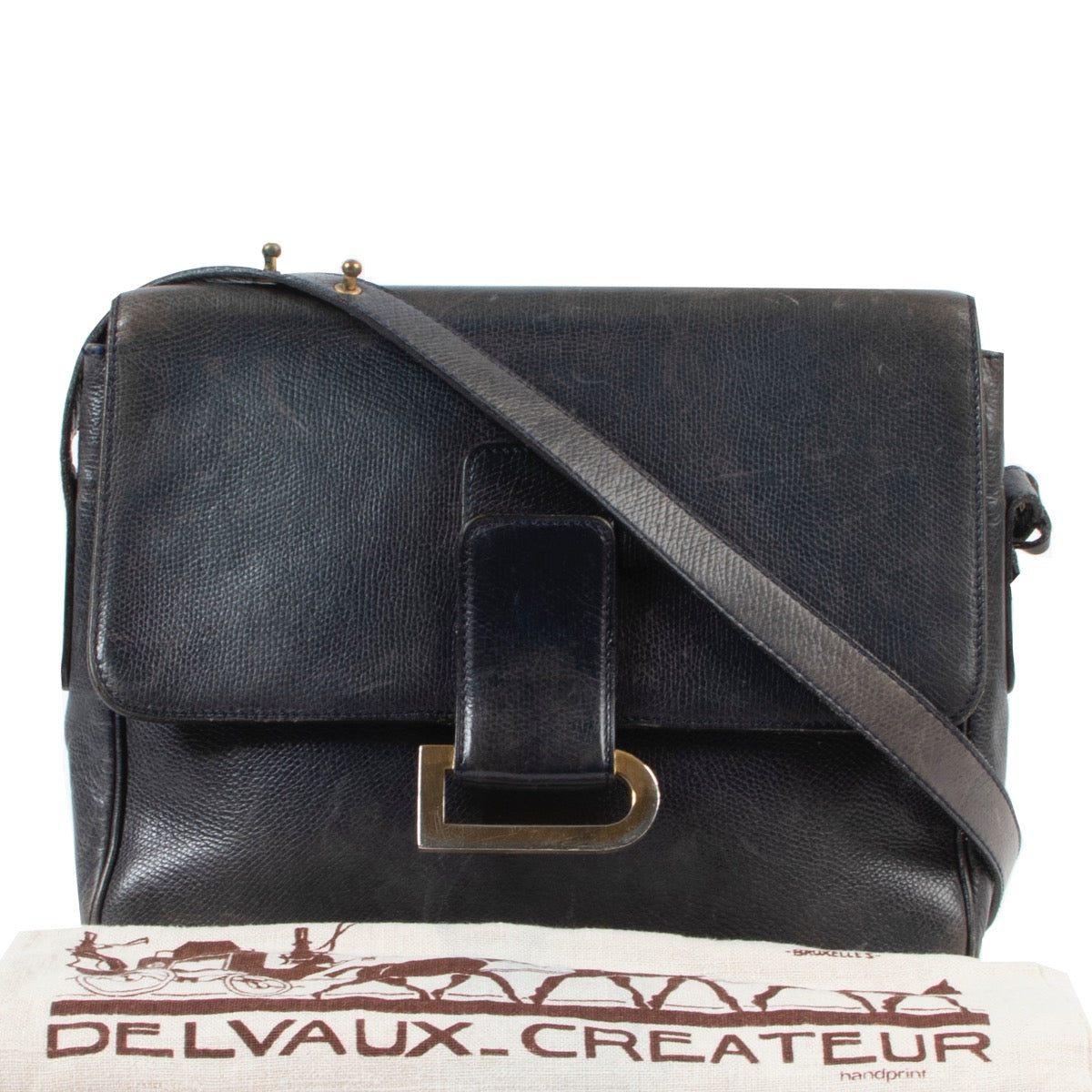 Sac bandoulière Delvaux Poirier bleu vintage