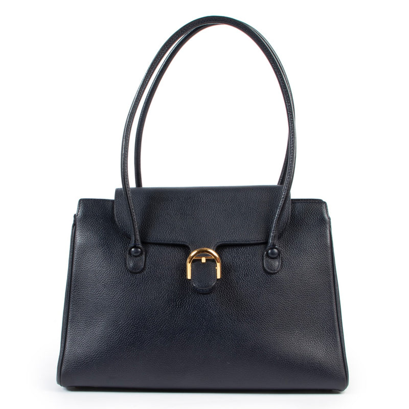 Delvaux Dark Blue Brillant Cabriolet PM Shoulder Bag