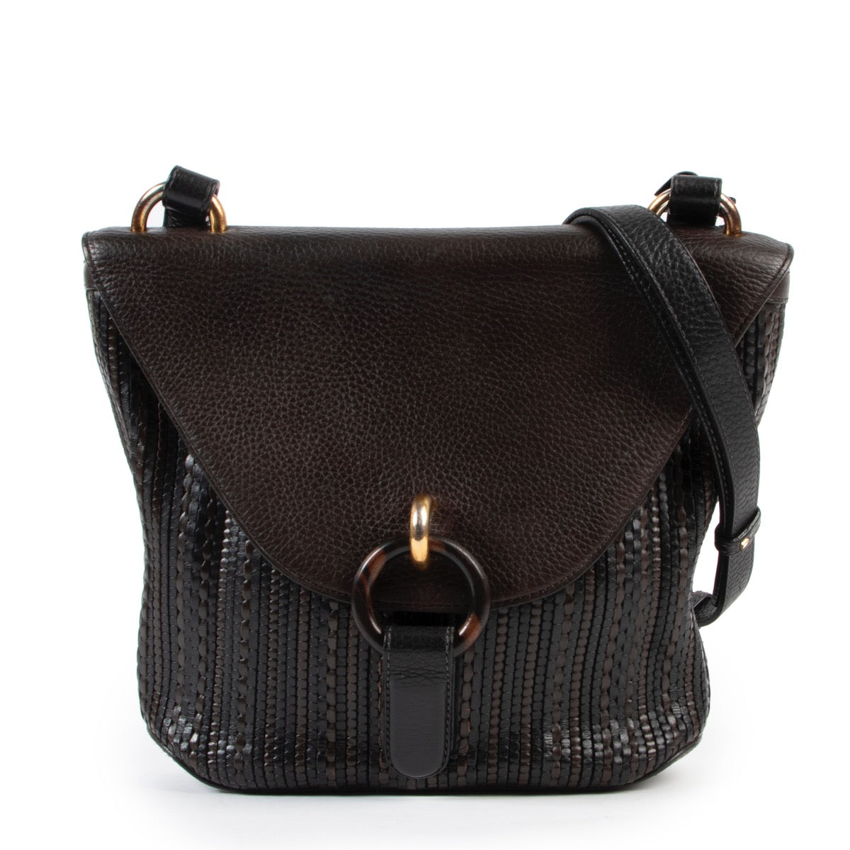 Shop safe online 100% authentic second hand Delvaux Brown Toile De Cuir Shoulder Bag in very good condition at the right price at Labellov in Antwerp.