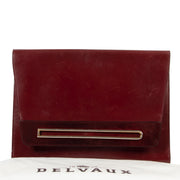 Original vintage 2nd hand Delvaux Burgundy Leather Clutch in good condition on Labellov website now for sale
