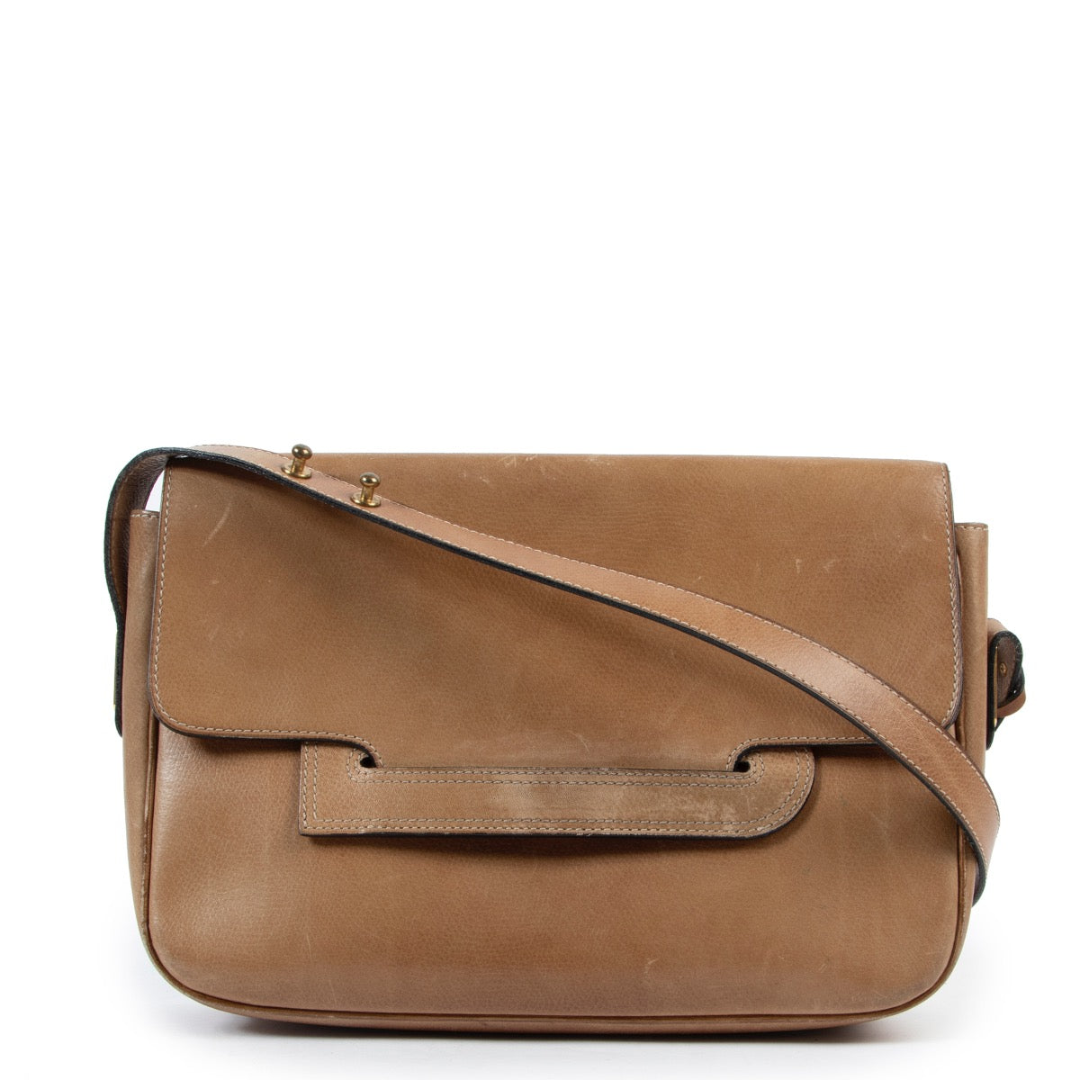 Delvaux Beige Leather Crossbody in good condition now on Labellov vintage site for luxury designer goods