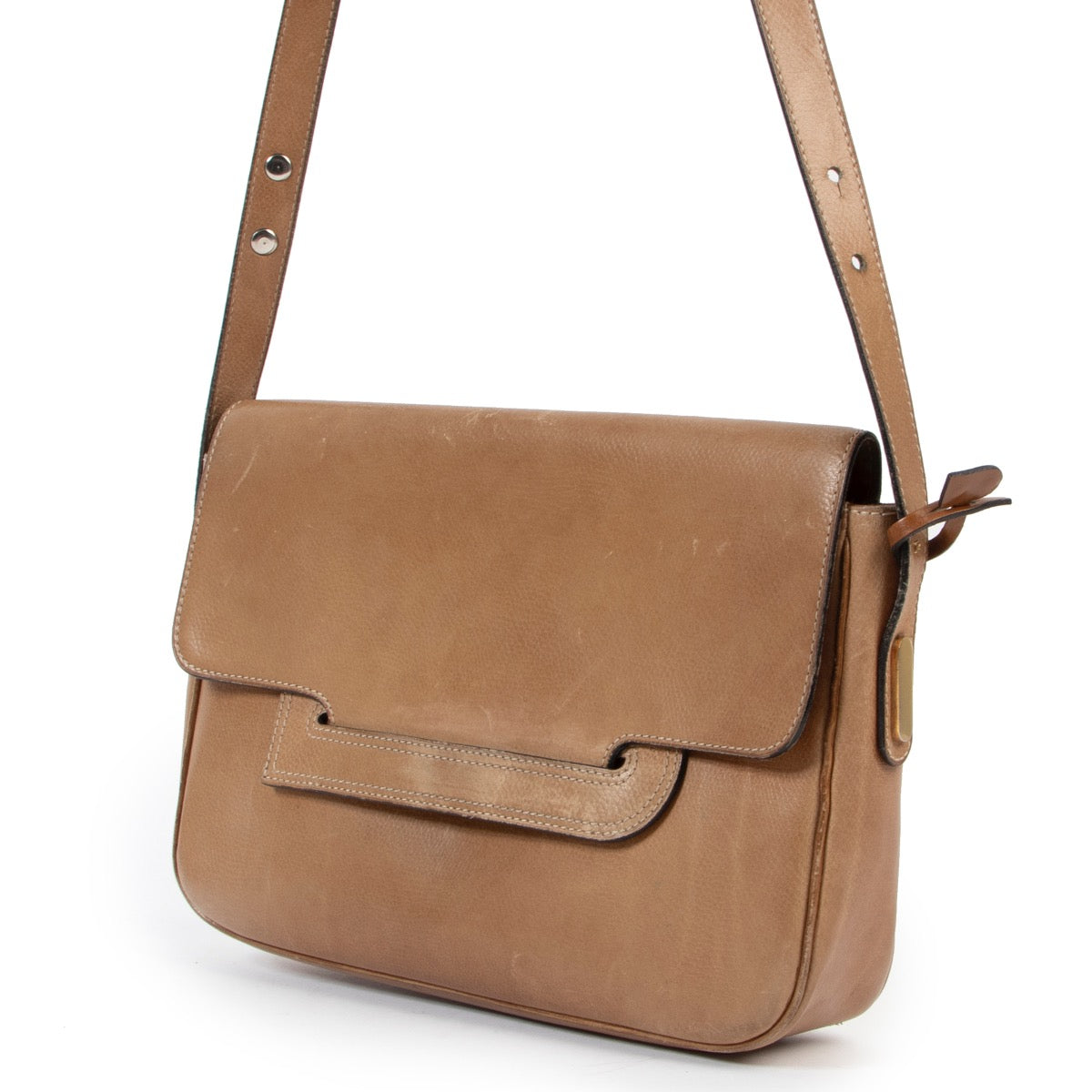 Delvaux Beige Leather Crossbody in good condition now on Labellov vintage site for luxury designer goods