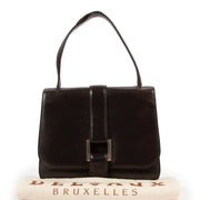 Preloved vintage Delvaux Dark Brown Leather Top-handle designer bag now for sale on Labellov 2nd hand luxury site in Antwerp
