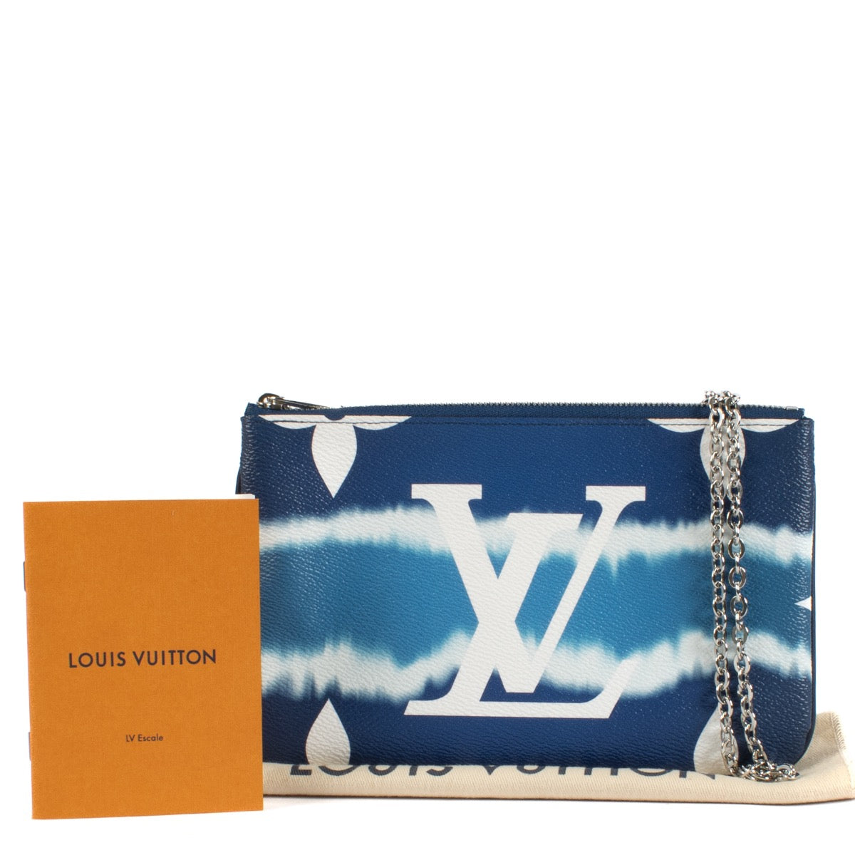 Shop safe online at Labellov in Antwerp, Brussels and Knokke this 100% authentic second hand Louis Vuitton Escale Double Zip Pochette Bag