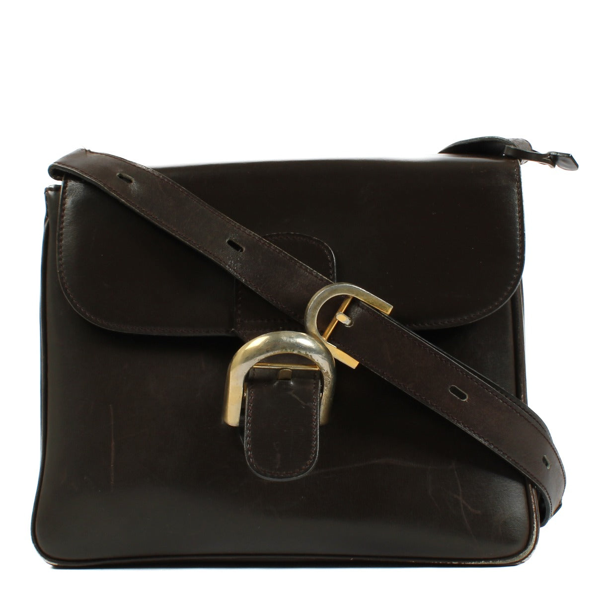 Purchase an authentic second-hand Delvaux Brown Brillant Baudrier Crossbody in preloved condition on Labellov.com