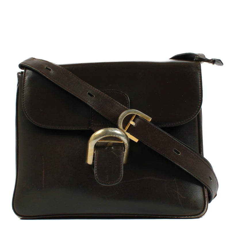Purchase an authentic second-hand Delvaux Brown Brillant Baudrier Crossbody in preloved condition on Labellov.com