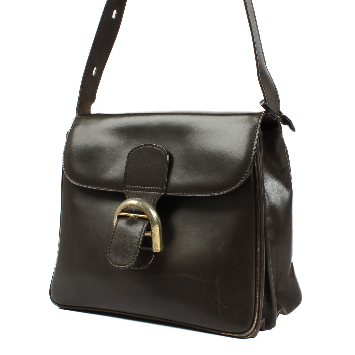 Purchase an authentic second-hand Delvaux Brown Brillant Baudrier Crossbody in preloved condition on Labellov.com