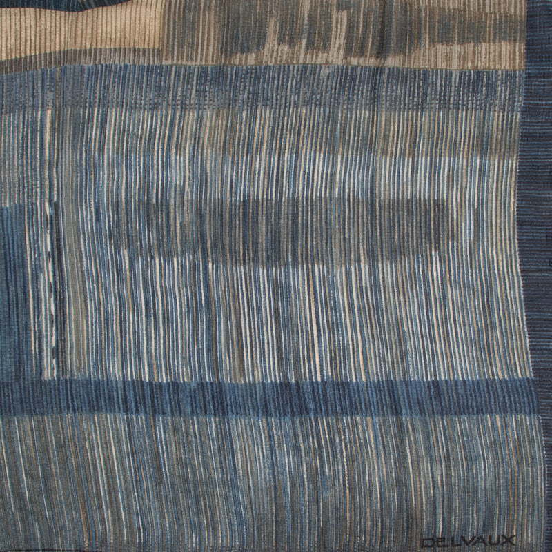 shop safe online at Labellov in Antwerp this 100% authentic second hand Delvaux Blue Striped Scarf