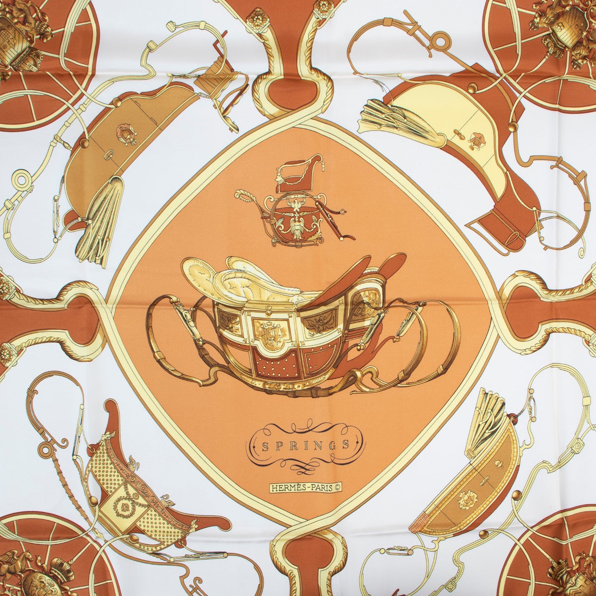 Shop safe online at Labellov in Antwerp this 100% authentic second hand Hermès Multicolor Silk Springs Scarf