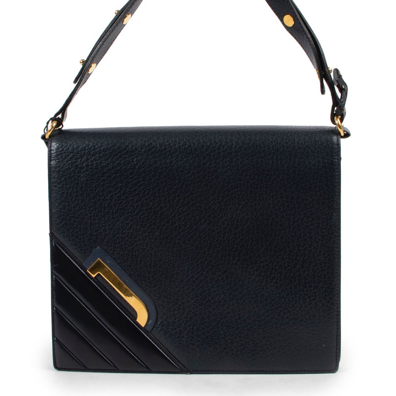 Shop safe online 100% authentic second hand Delvaux Blue Shoulder bag in very good condition at the right price at labellov in Antwerp.
