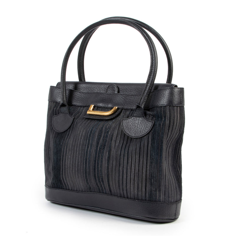 Delvaux Blauw Toile De Cuir Top handle