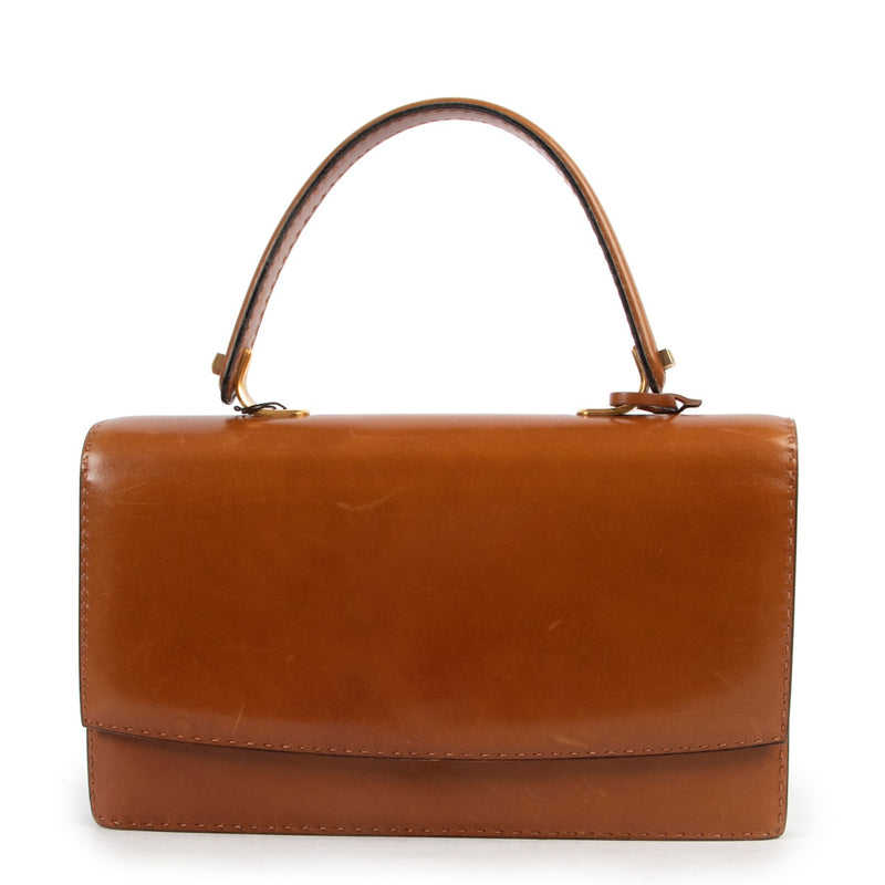 Shop safe online authentic second hand Must Delvaux Cognac Top Handle in good preloved condition at the right price at Labellov.com.