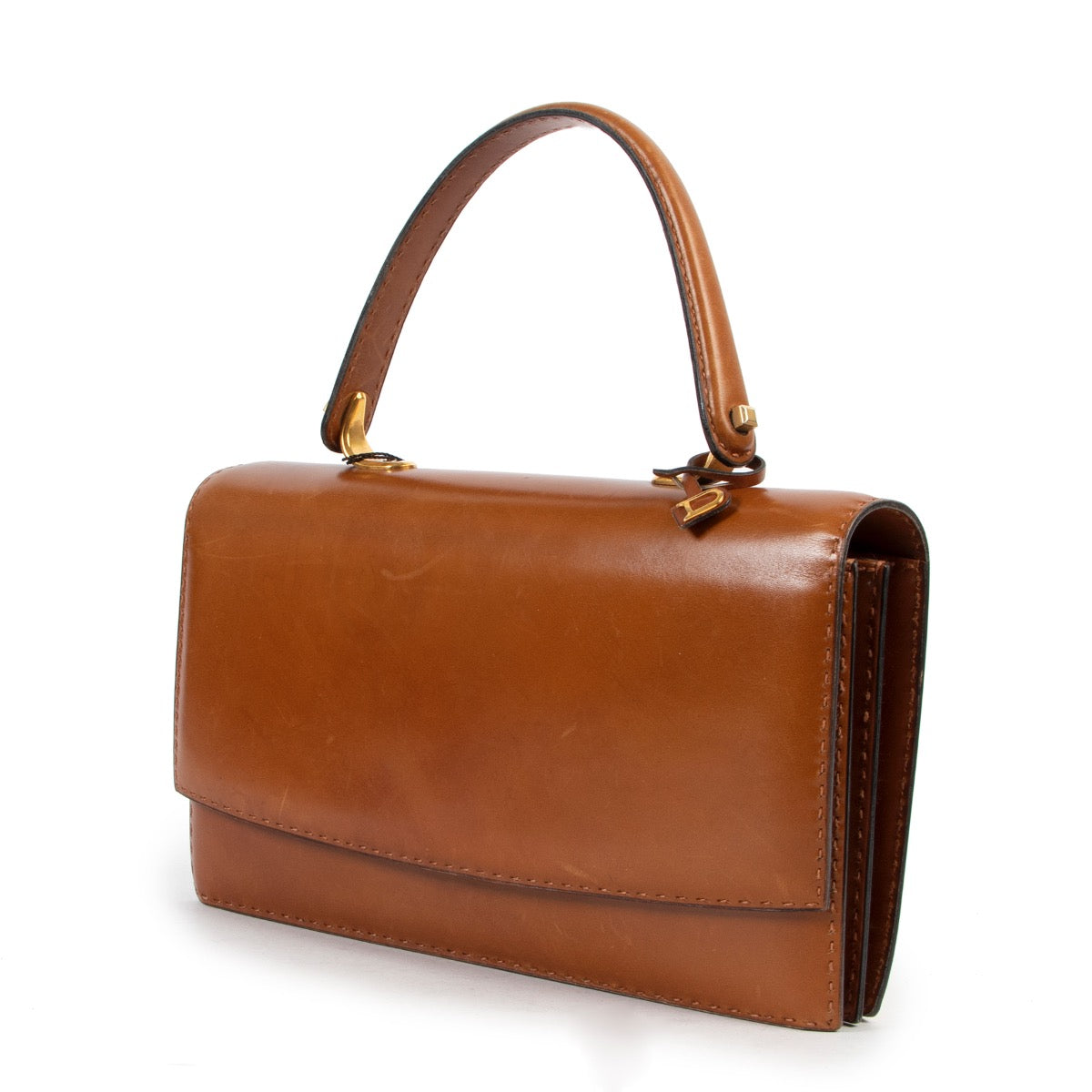 Shop safe online authentic second hand Must Delvaux Cognac Top Handle in good preloved condition at the right price at Labellov.com.