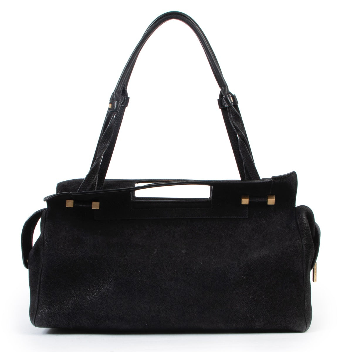 Shop safe online 100% authentic second hand Delvaux Black Nubuck Benjamin Shoulder Bag in very good condition at the right price at Labellov in Antwerp.