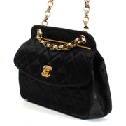 Authentic second hand vintage Chanel Black Quilted Satin Bijoux Chain Mini Flap Bag on www.labellov.com