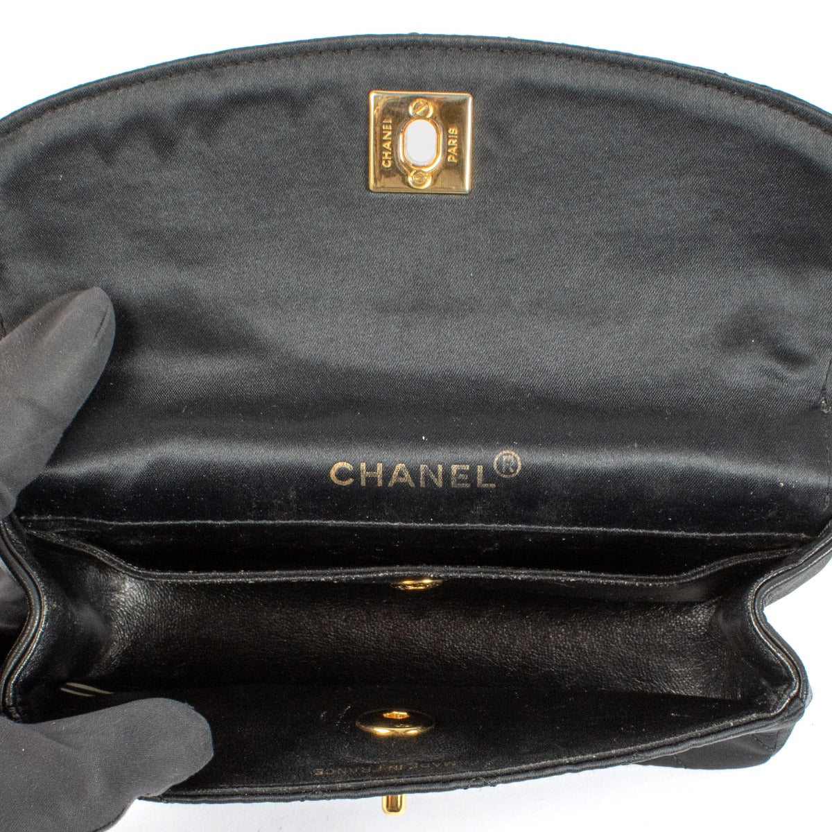 Chanel Black Quilted Satin Bijoux Chain Mini Flap Bag