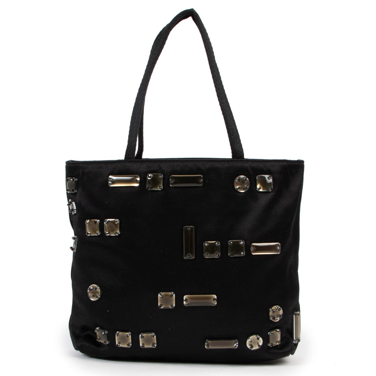 Preloved Prada Embellished Mini Satin black Top-handle bag on Labellov site now for sale
