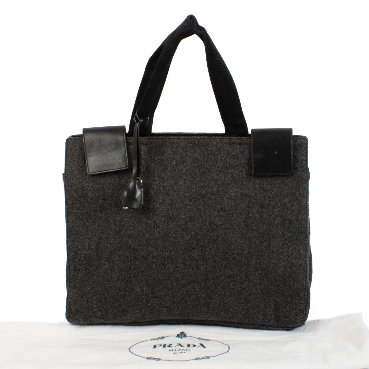 Prada Grey Felt Velcro Tote Bag