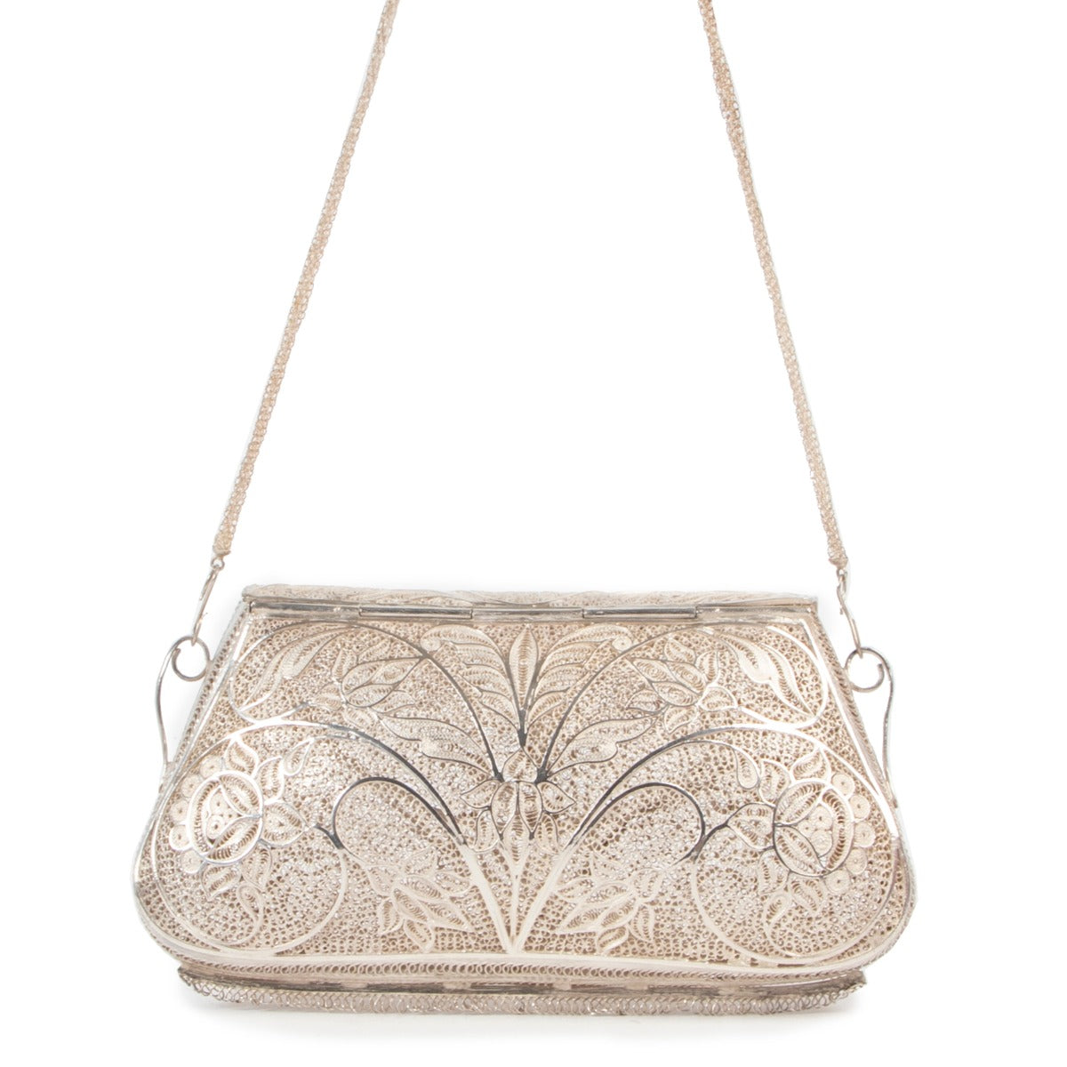 Preloved Other Top Handle Bag in real silver with beautiful details and unique shape