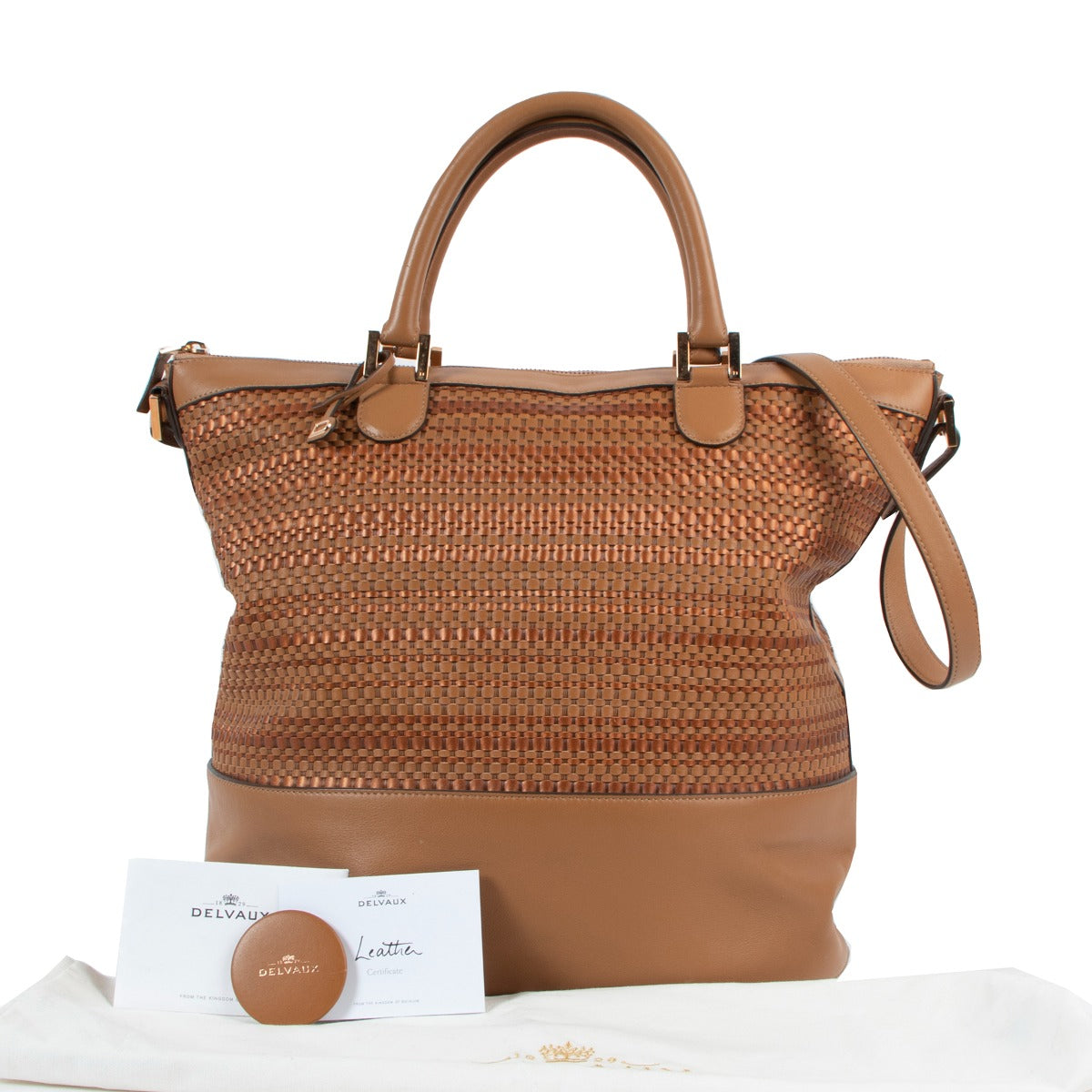 Delvaux Every D Tote Toile de Cuir Panier Végétal