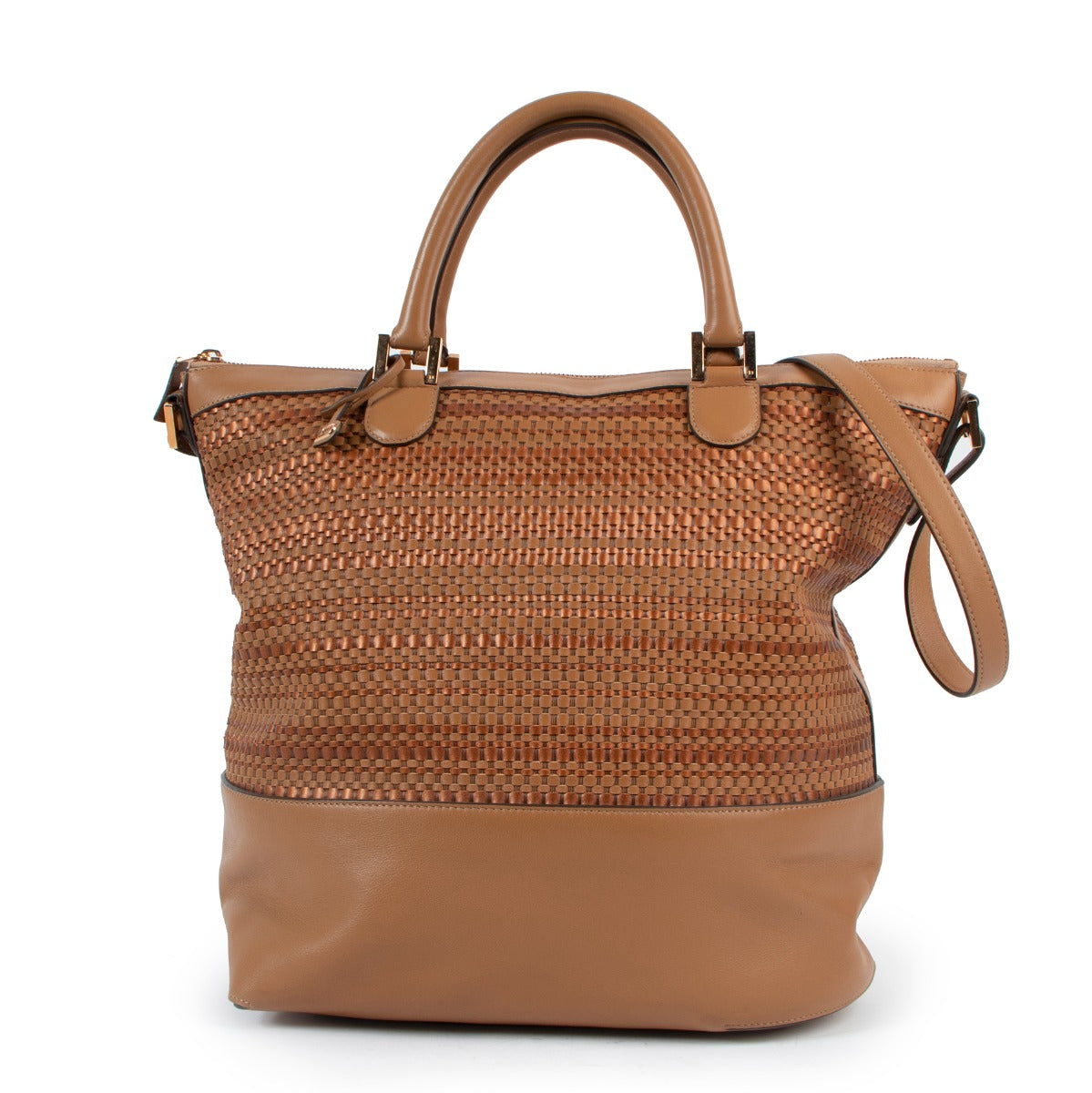 Delvaux Every D Tote Toile de Cuir Panier Végétal