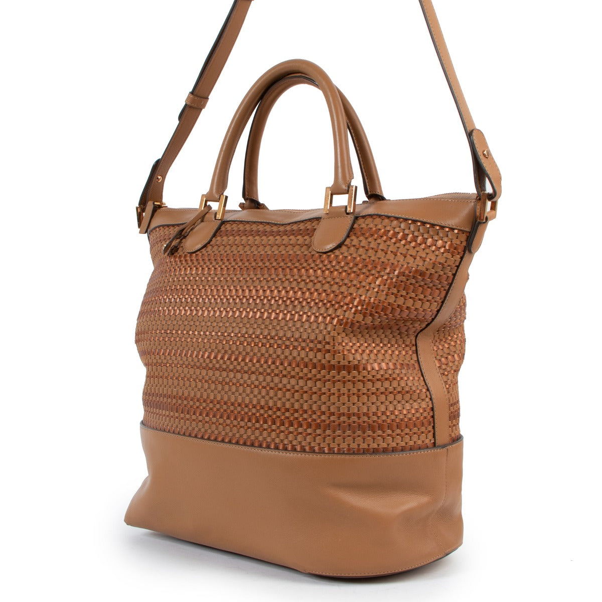 Delvaux Every D Tote Toile de Cuir Panier Végétal